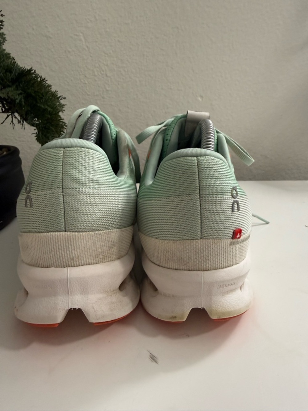 On Running Women size 10.5 Mint Green and Orange Lightweight Running Shoes - Picture 7 of 9
